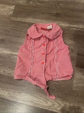 American Baby Red Gingham Tie-Front Sleeveless Blouse Size 24 Months